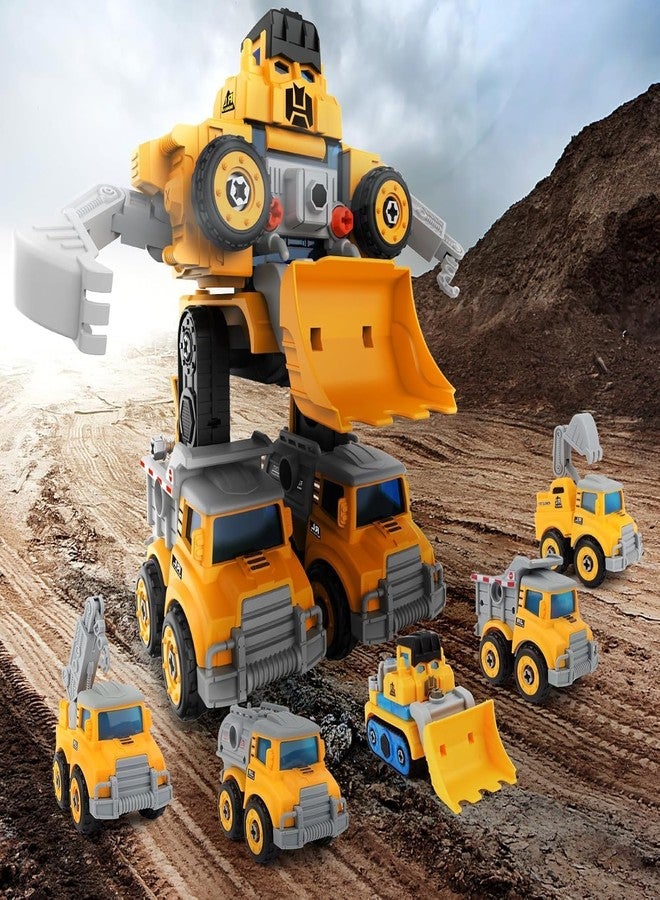 Funspark 5 in 1 Multi-Functional Construction Trucks DIY Rescue Vehicle Transformed Robot Building Set Kids Assembly Construction Fighting Toy (5 in 1 Assembling-Construction Trucks) - Image 2